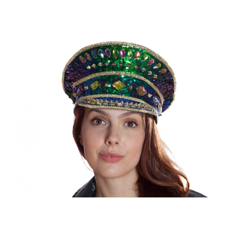 Sequin Festival Hat w/ Goggles: Multi