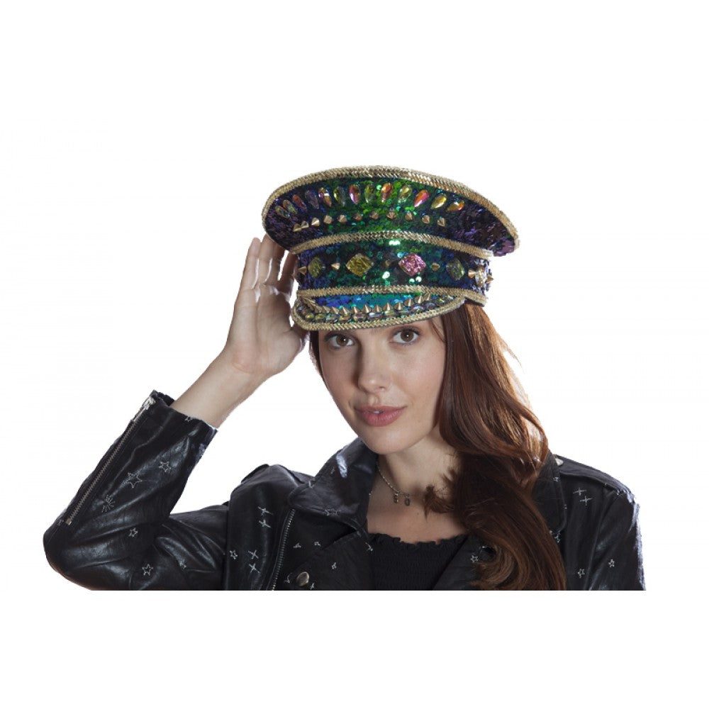 Sequin Festival Hat w/ Goggles: Multi