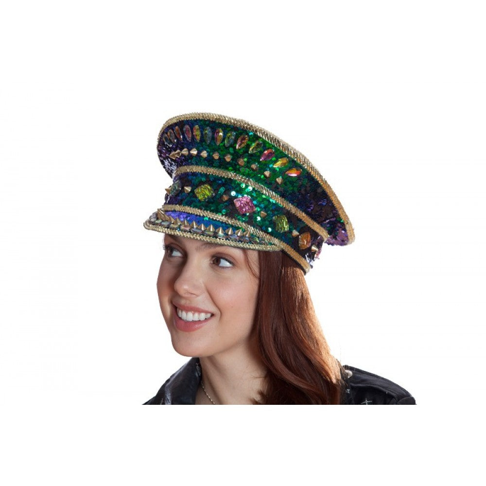 Sequin Festival Hat w/ Goggles: Multi