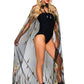 Sheer Glitter Flame Devil Cape w/ Horns