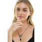 Silver Spider Necklace W/ Green & Black Gems
