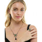 Silver Spider Necklace W/ Green & Black Gems