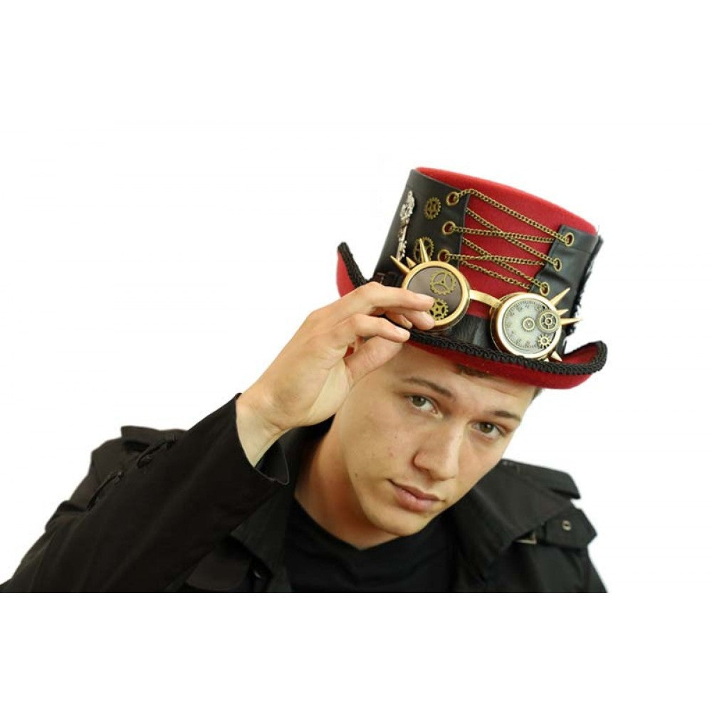 Steampunk Top Hat with Attached Goggles