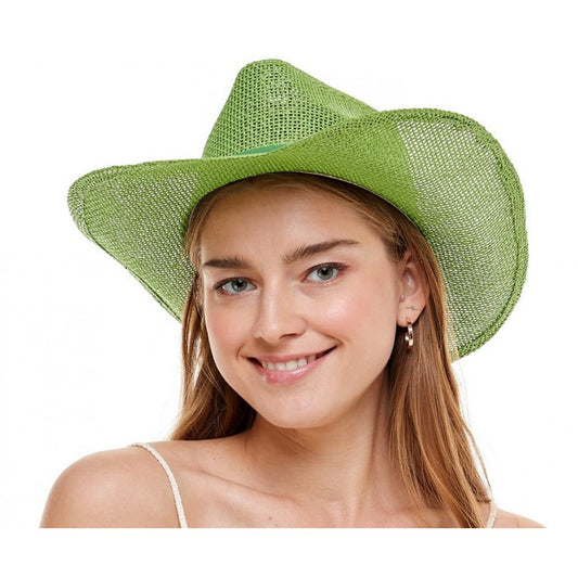 Straw Cowboy Hat - Green