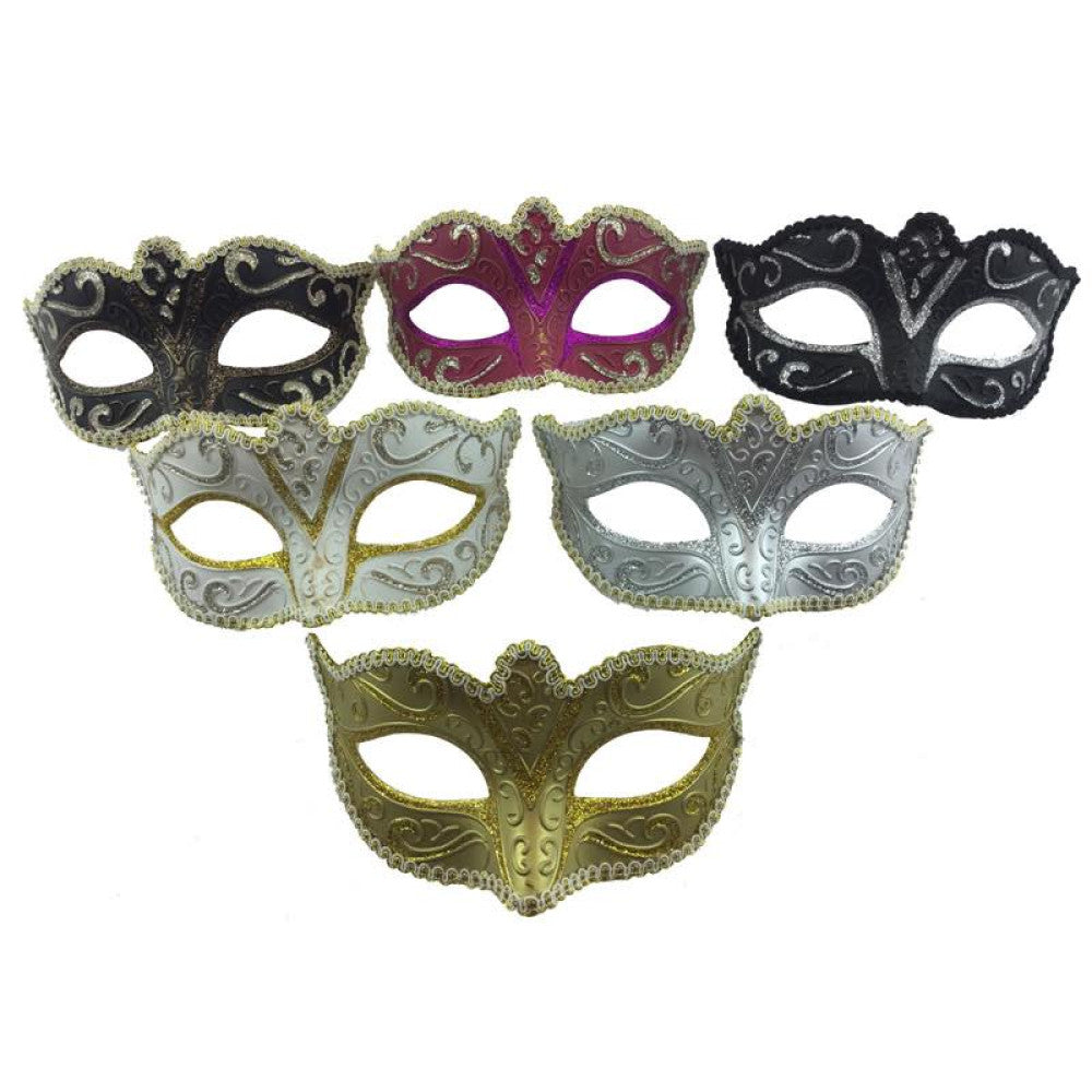 Two-Tone Glitter Mask w/ Trim - ASST