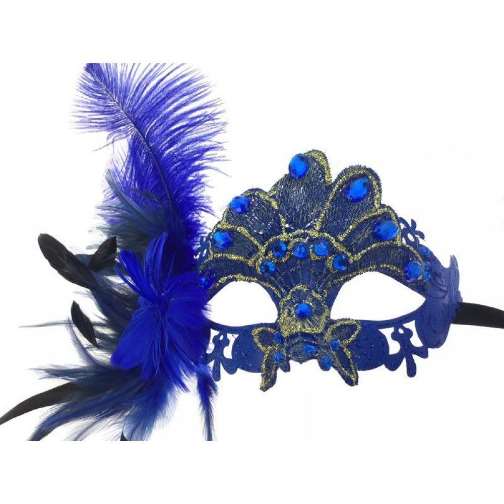 Venetian MG Lace w/ Feathers - Blue