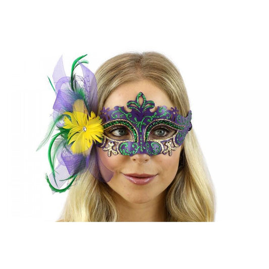 Venetian Mardi Gras Mask with Feather