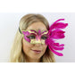 Venetian Mask w/ Feathers - Hot Pink