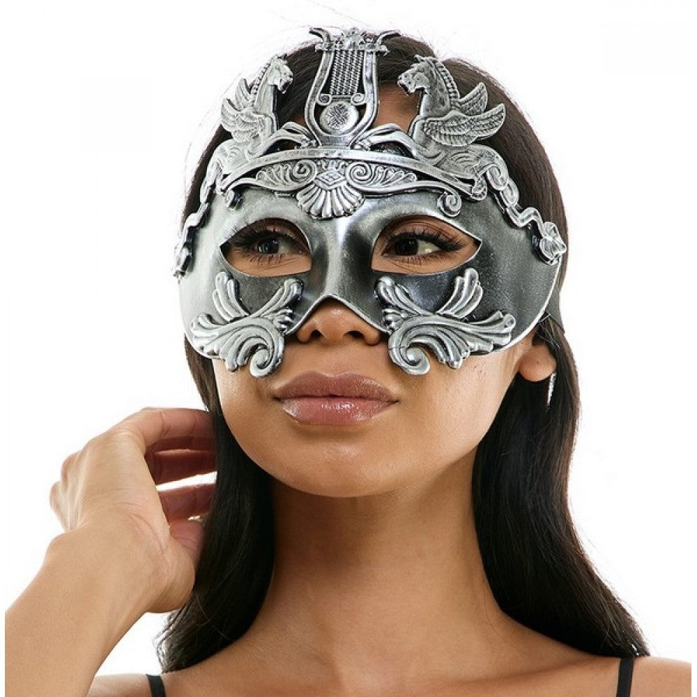 Venetian Mask w/ Pegasus - Silver