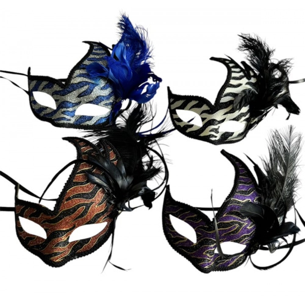 Venetian Masquerade Mask with Feathers Assortment