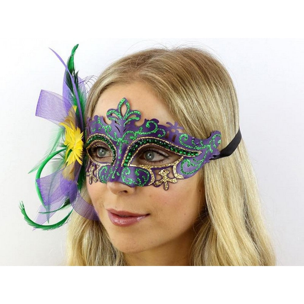 Venetian Mardi Gras Mask with Feather