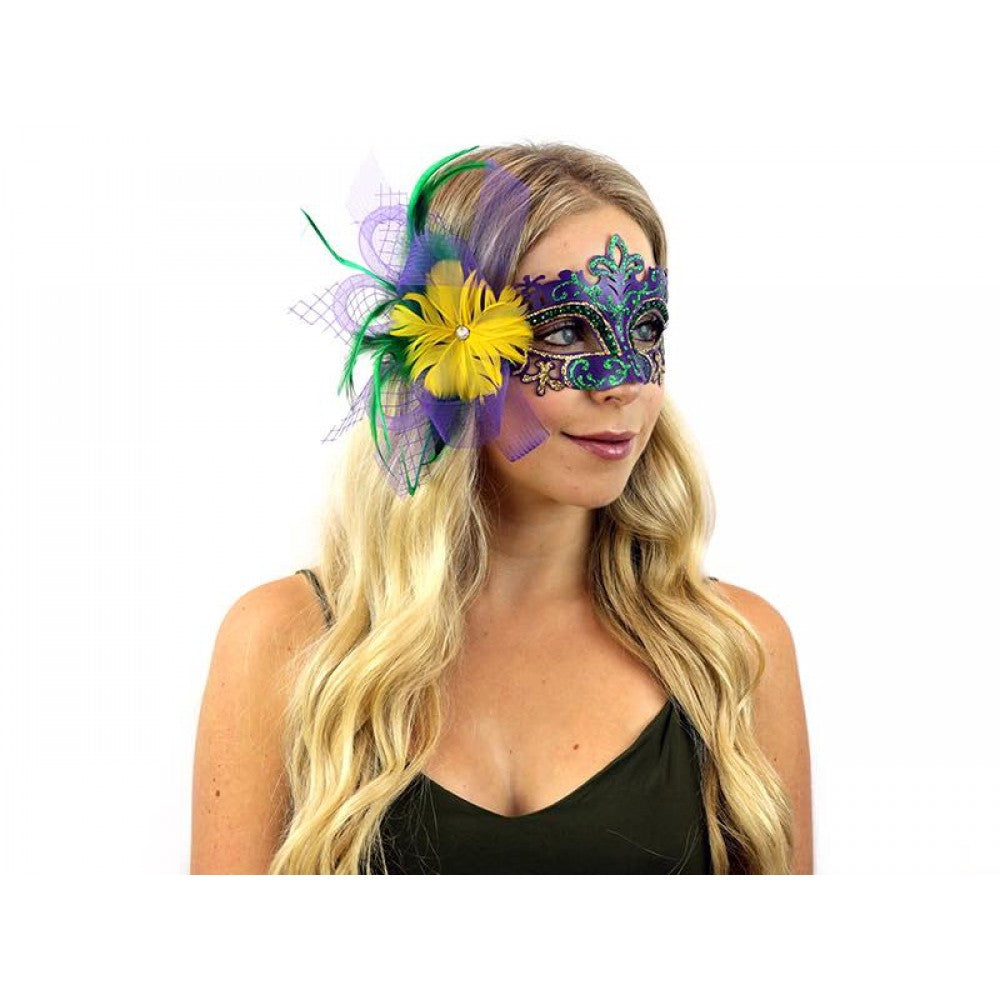 Venetian Mardi Gras Mask with Feather