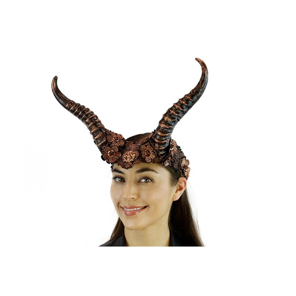 Vintage Styled Horned Headband - Bronze