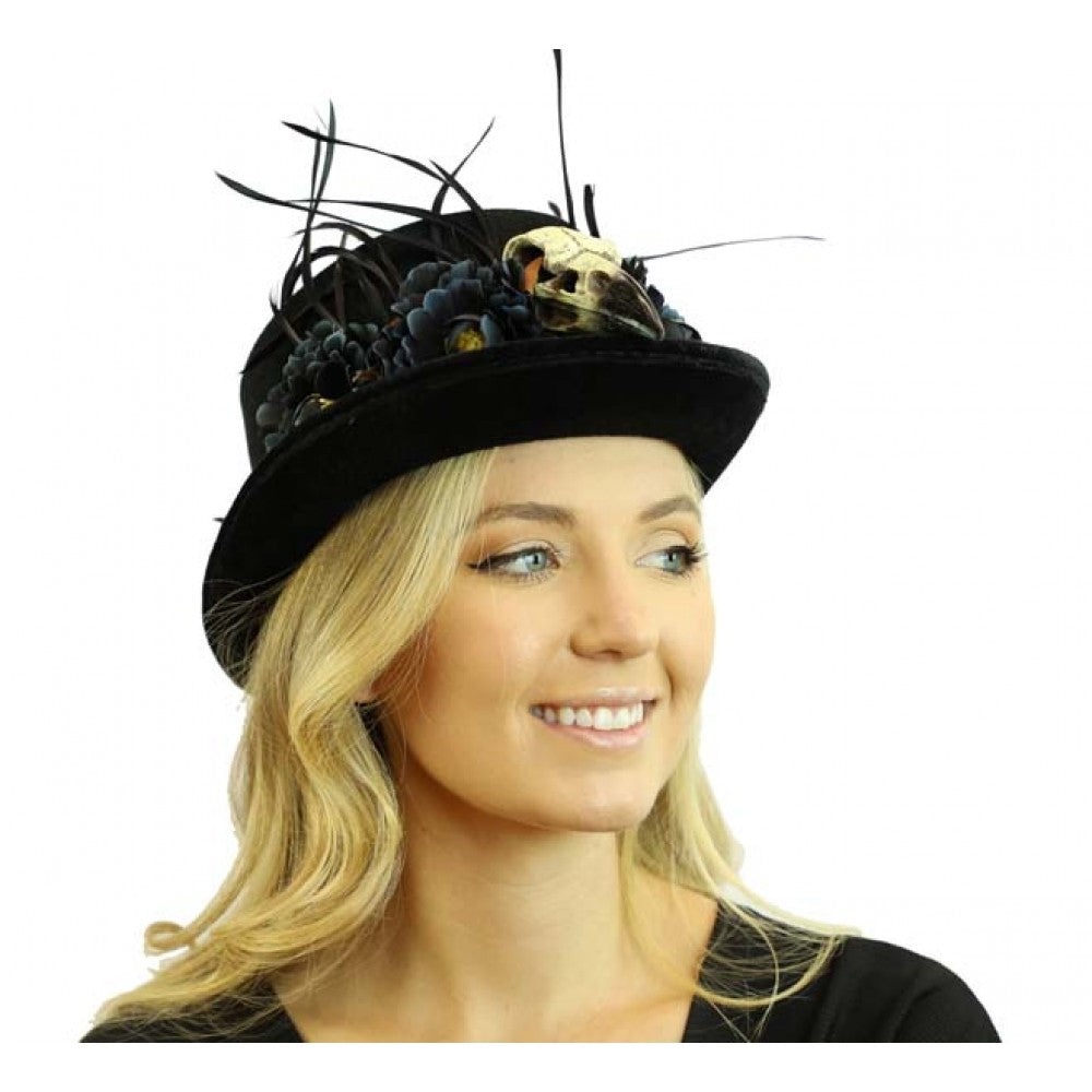 Voodoo Raven Hat w/ Feathers