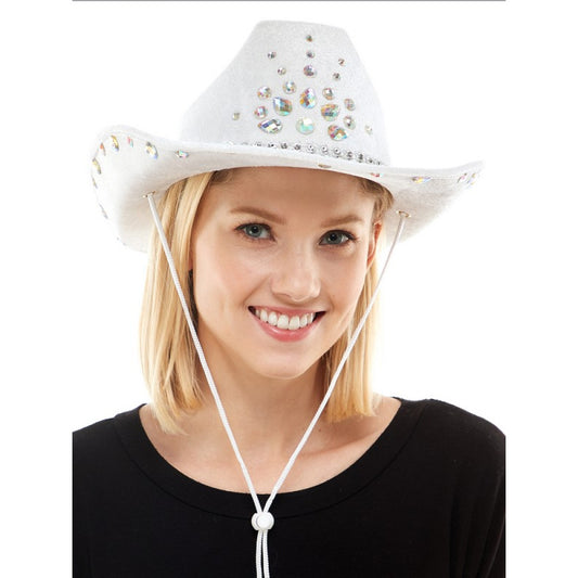 White Cowboy Hat with Jewels