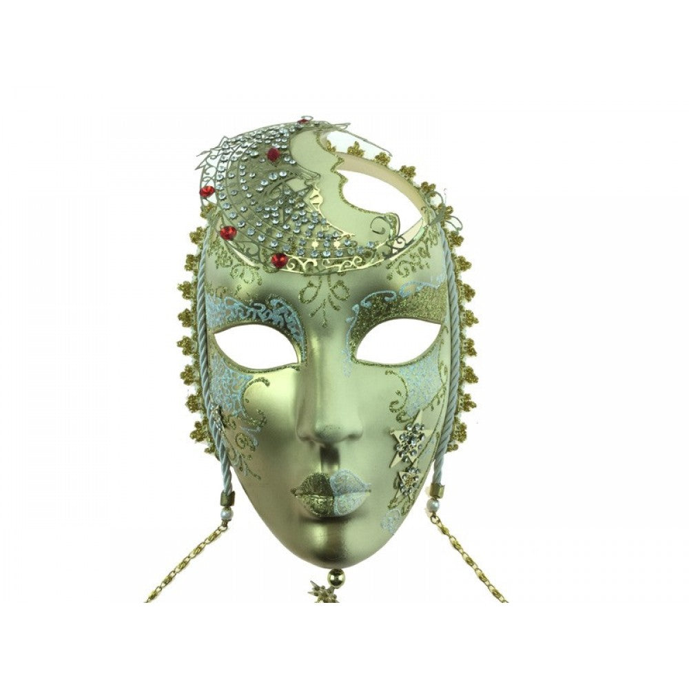 White & Gold Elegant Venetian Full Face Mask