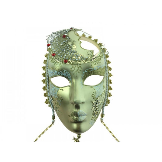White & Gold Elegant Venetian Full Face Mask