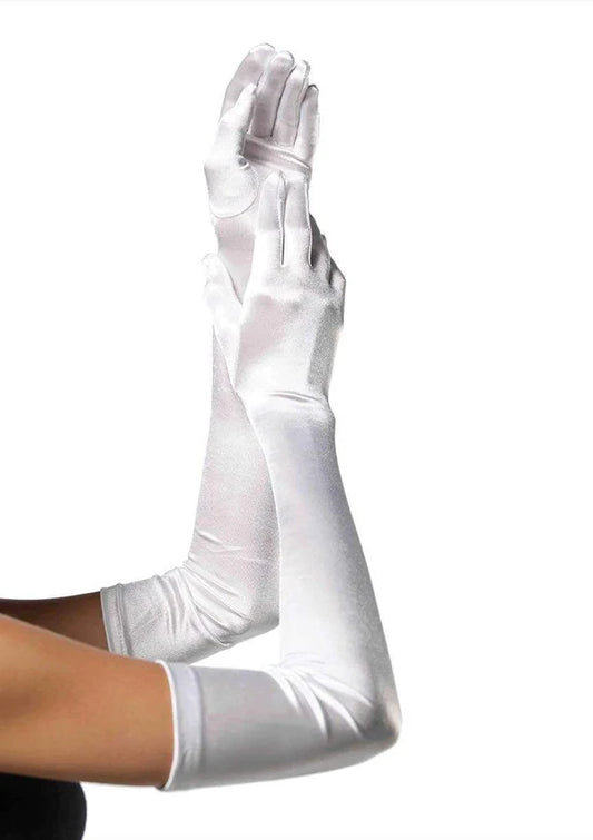 Extra Long Satin Gloves O/S WHITE