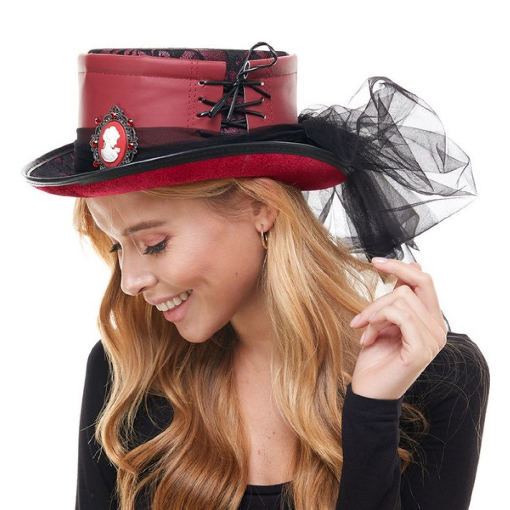 Women's Lace Top Hat - Red