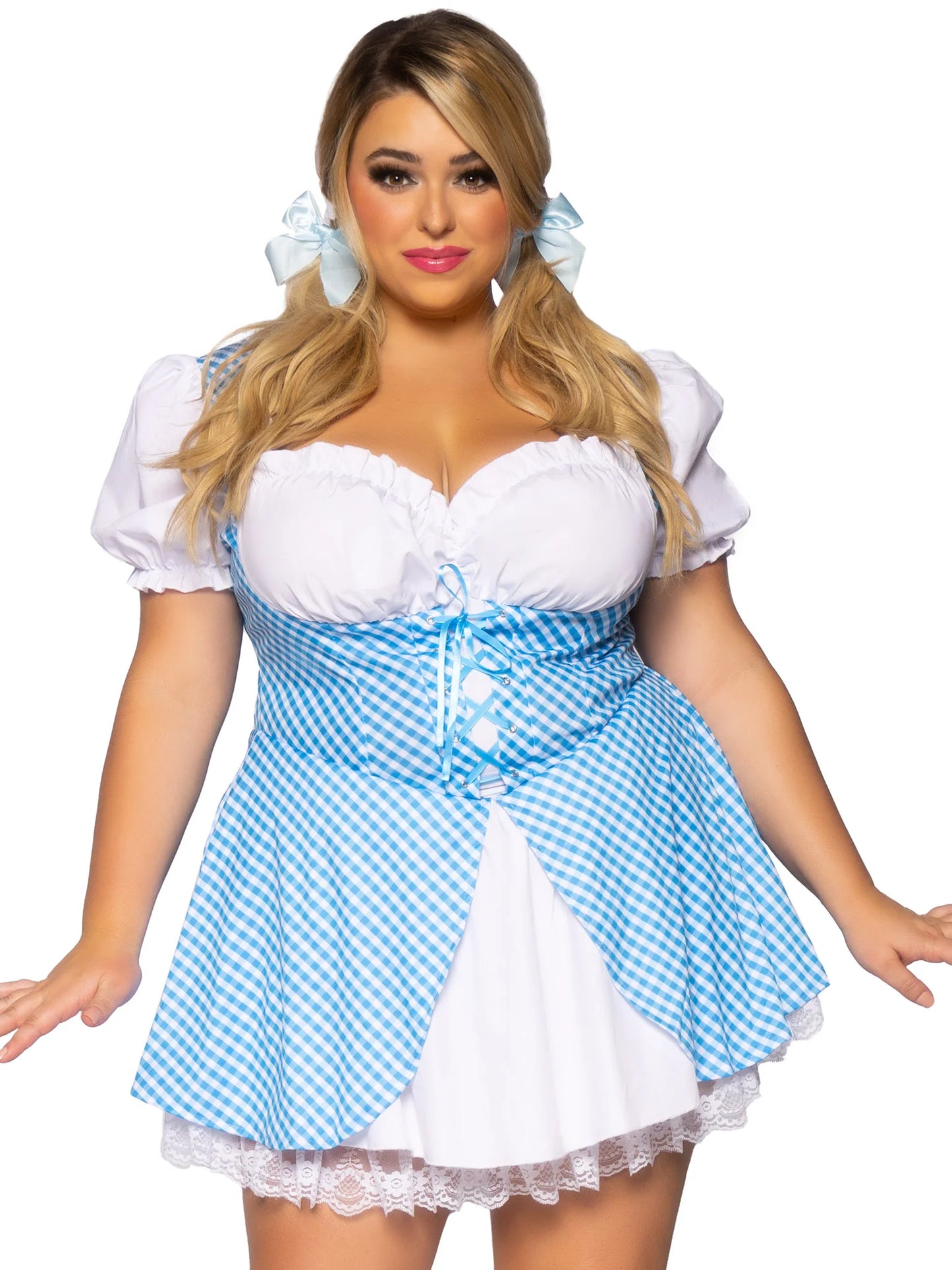 Women's Plus Gingham Dress: Blue/White