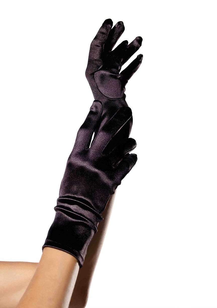 Wrist Length Satin Gloves O/S BLACK