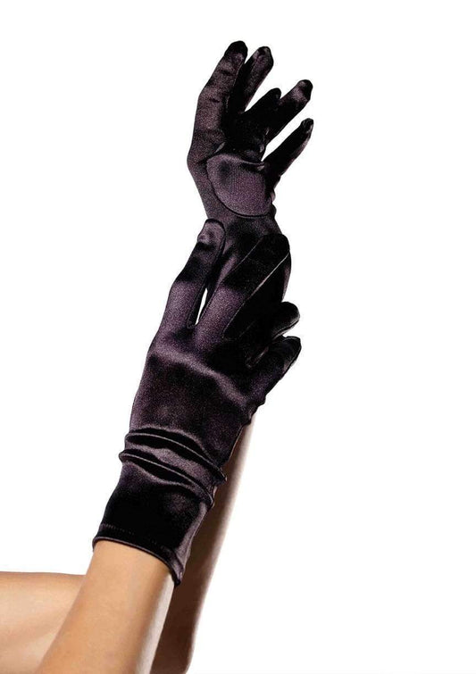 Wrist Length Satin Gloves O/S BLACK