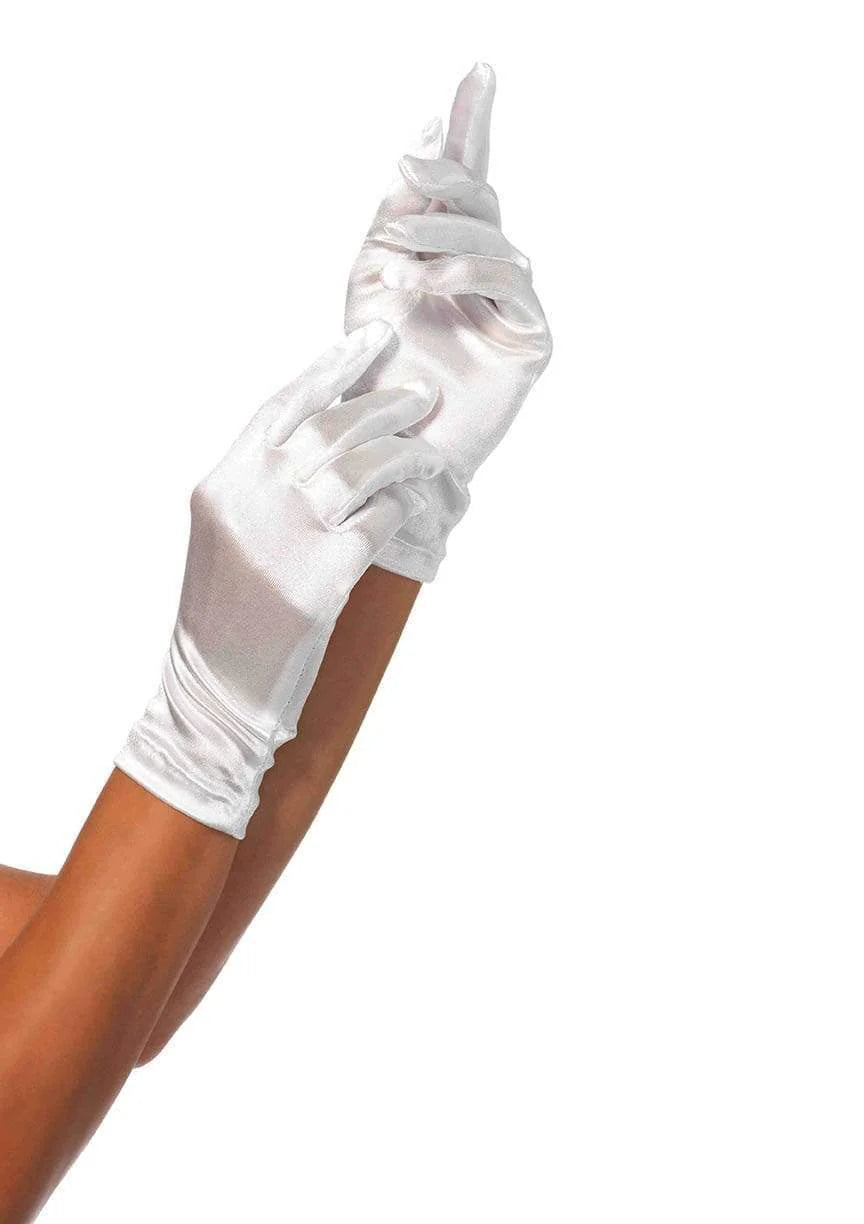 Wrist Length Satin Gloves O/S WHITE