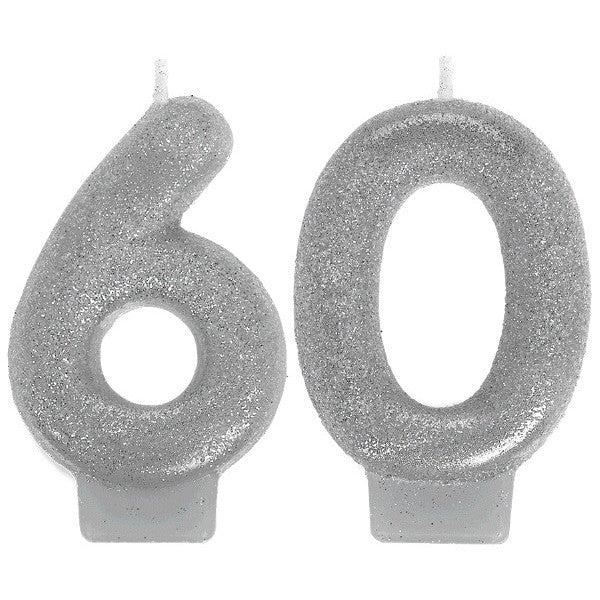 Sparkling Birthday Candles: 60th - Silver