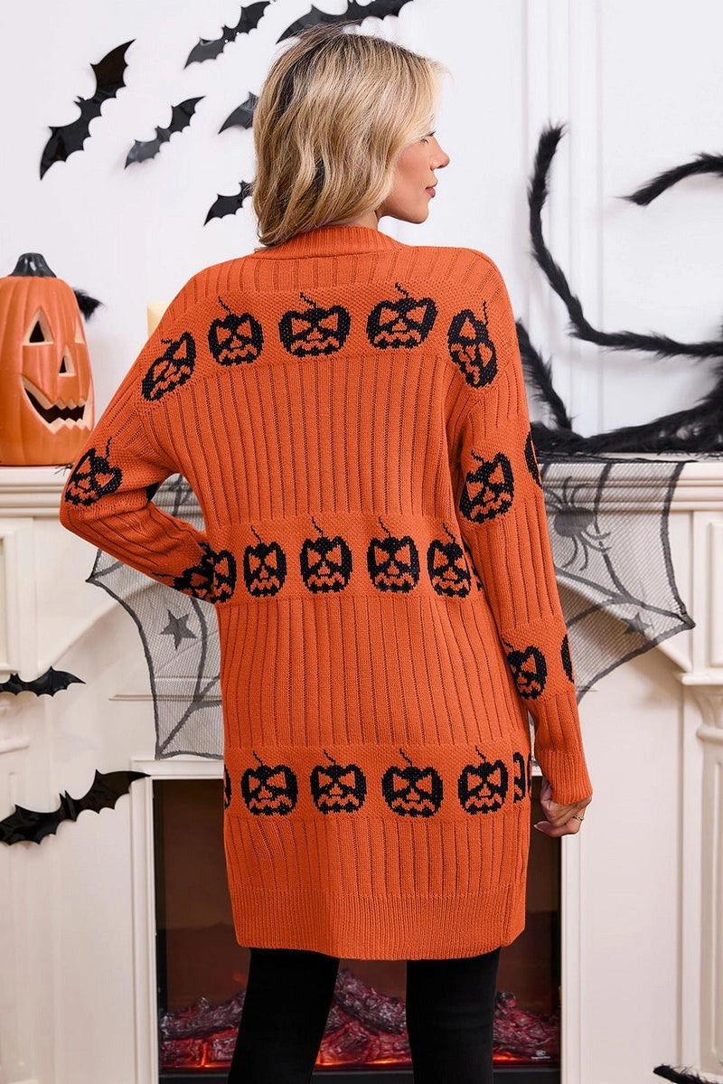 Pumpkin Jacquard Knit Cardigan