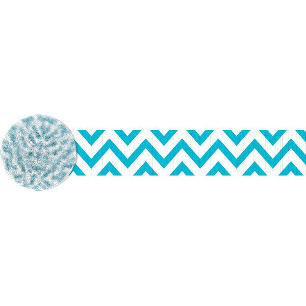 81' Crepe Streamer: Chevron - Caribbean Blue