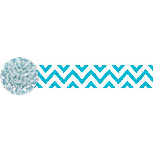 81' Crepe Streamer: Chevron - Caribbean Blue