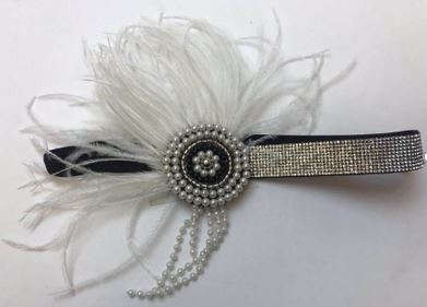 Flapper Headband: White/Silver