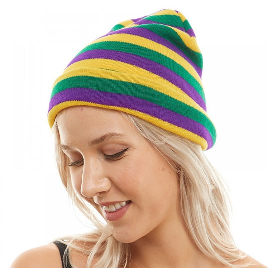 Mardi Gras PGG Striped Beanie