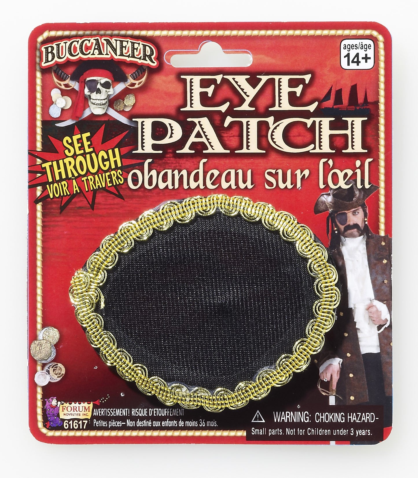 Buccaneer Pirate Eye Patch w/ Gold Trim