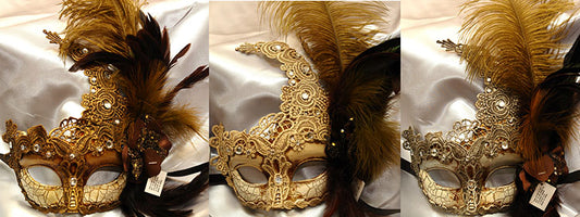 Antique Look Mask W/ Feathers Asst.