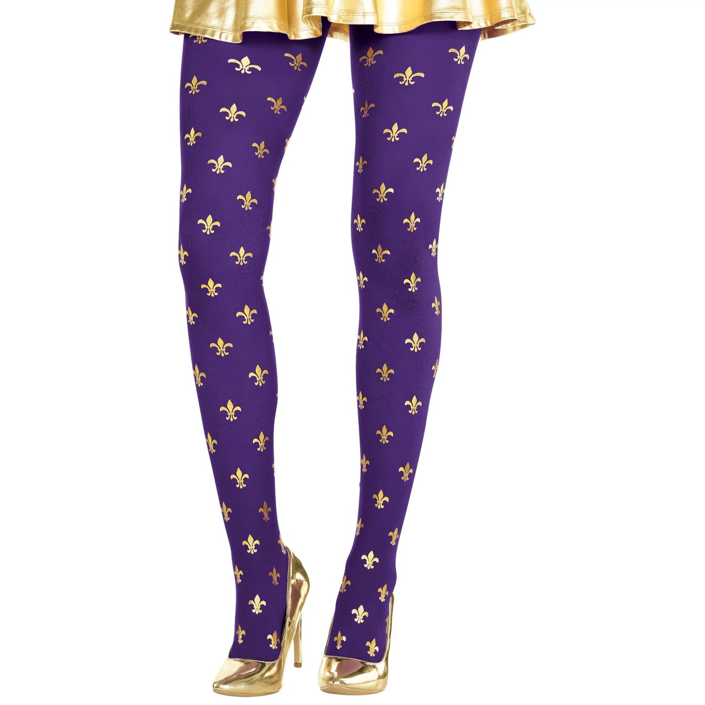 Mardi Gras Fleur De Lis Tights: O/S