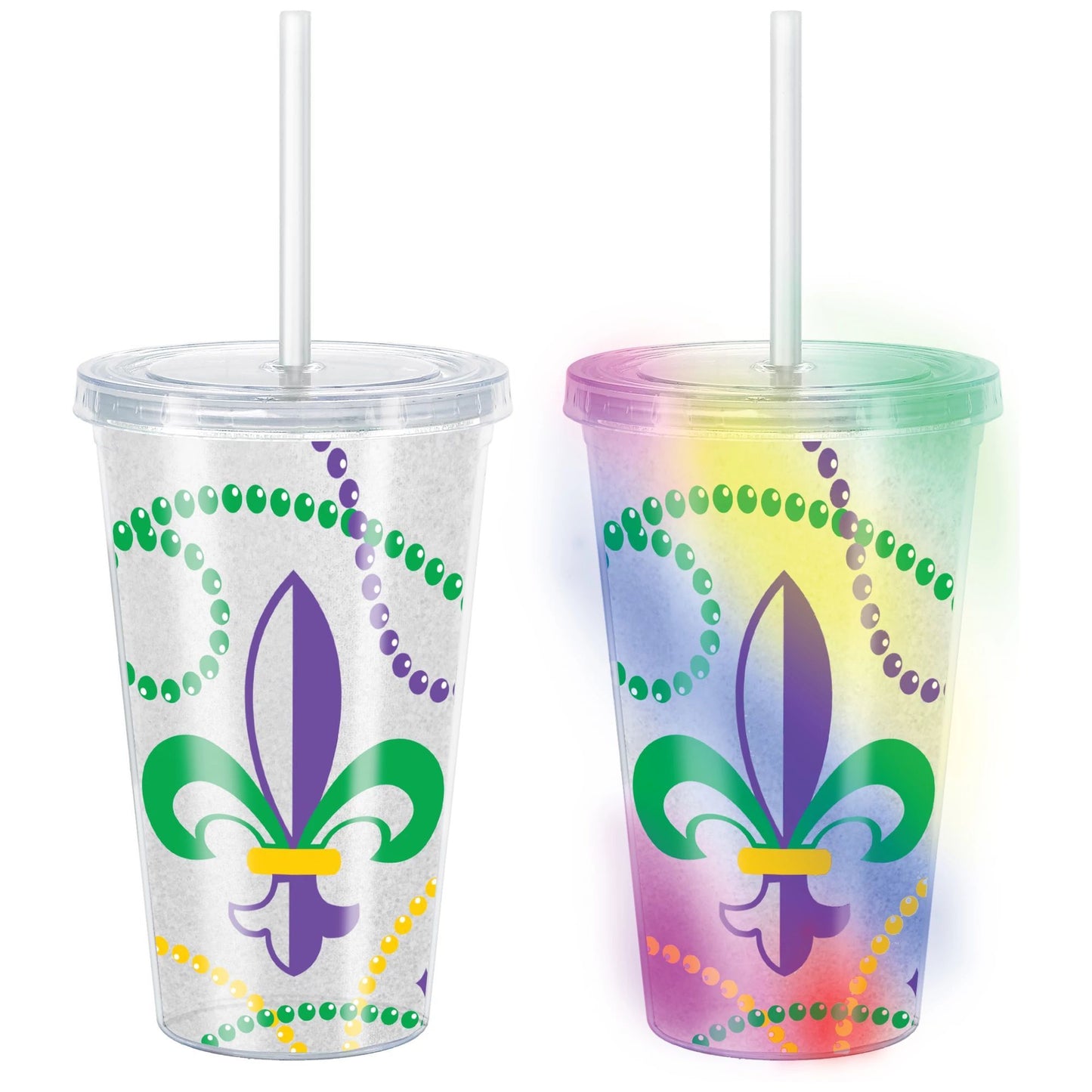 16oz. Light-Up Plastic Tumbler - Mardi Gras