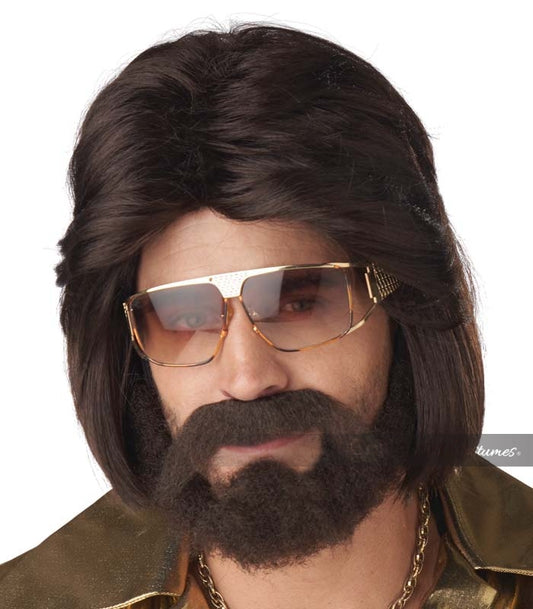 Sexy 70's Man Wig, Beard, & Moustache: Brown