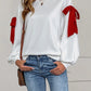 Round Neck Christmas Tie Bow Sweatshirt