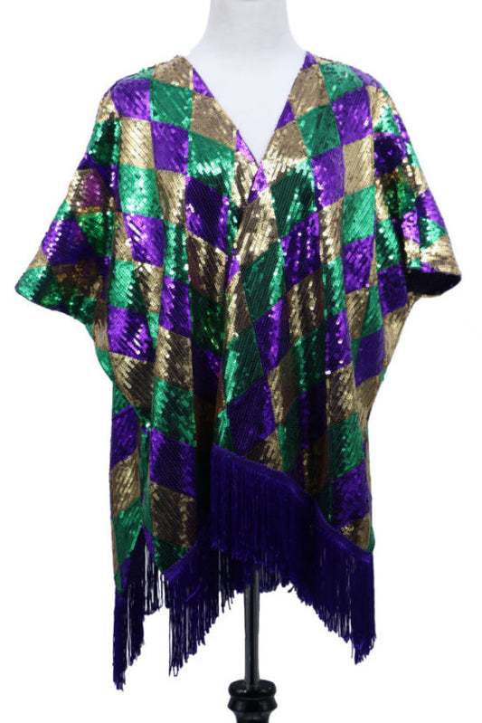 Sequin Duster Jacket: Mardi Gras - O/S