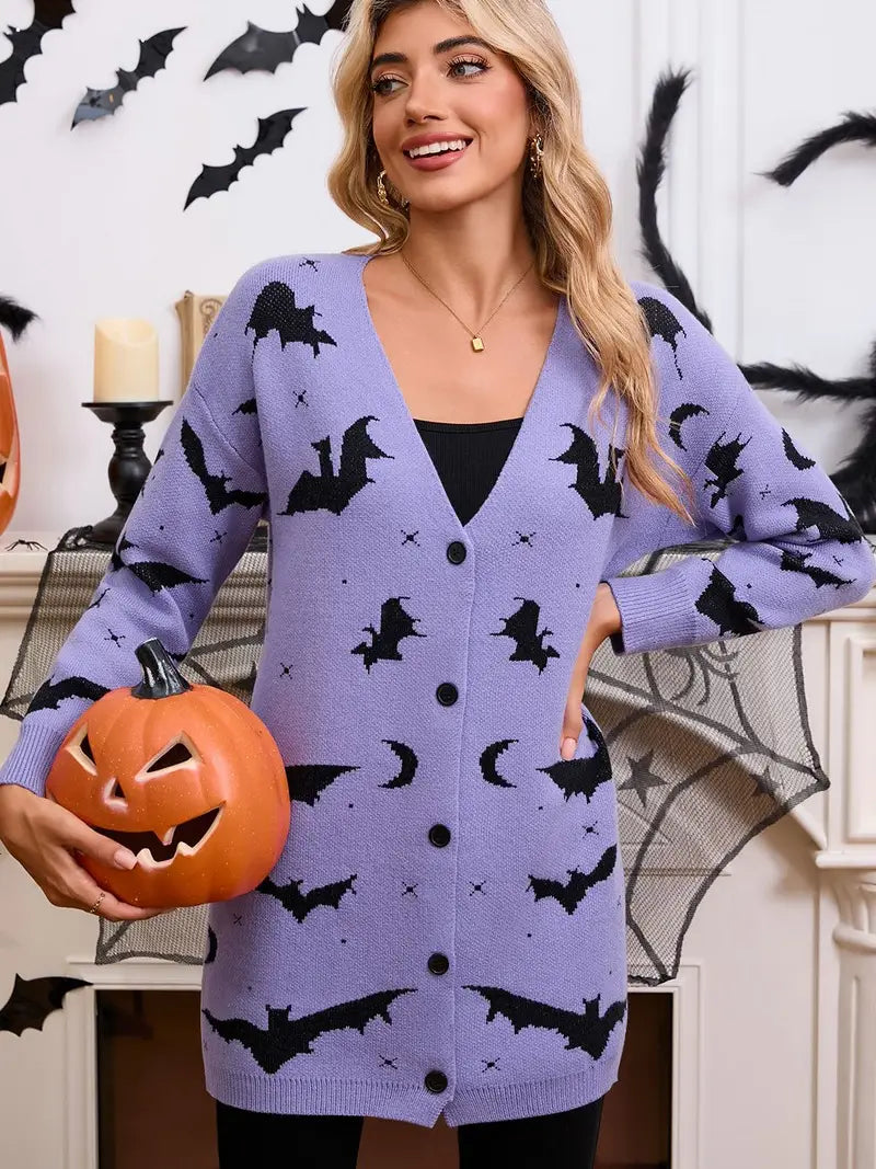 Halloween Bats Long Sleeve Cardigan
