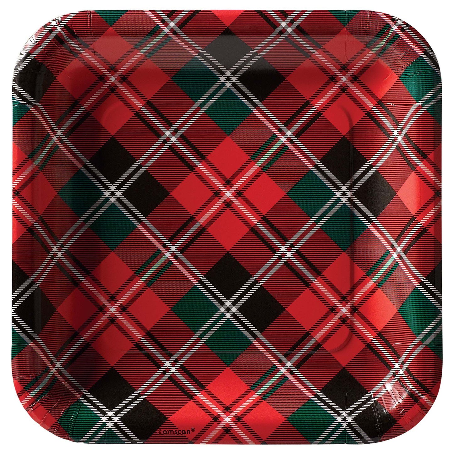 9" Holiday Plaid Square Plates - (40ct.)