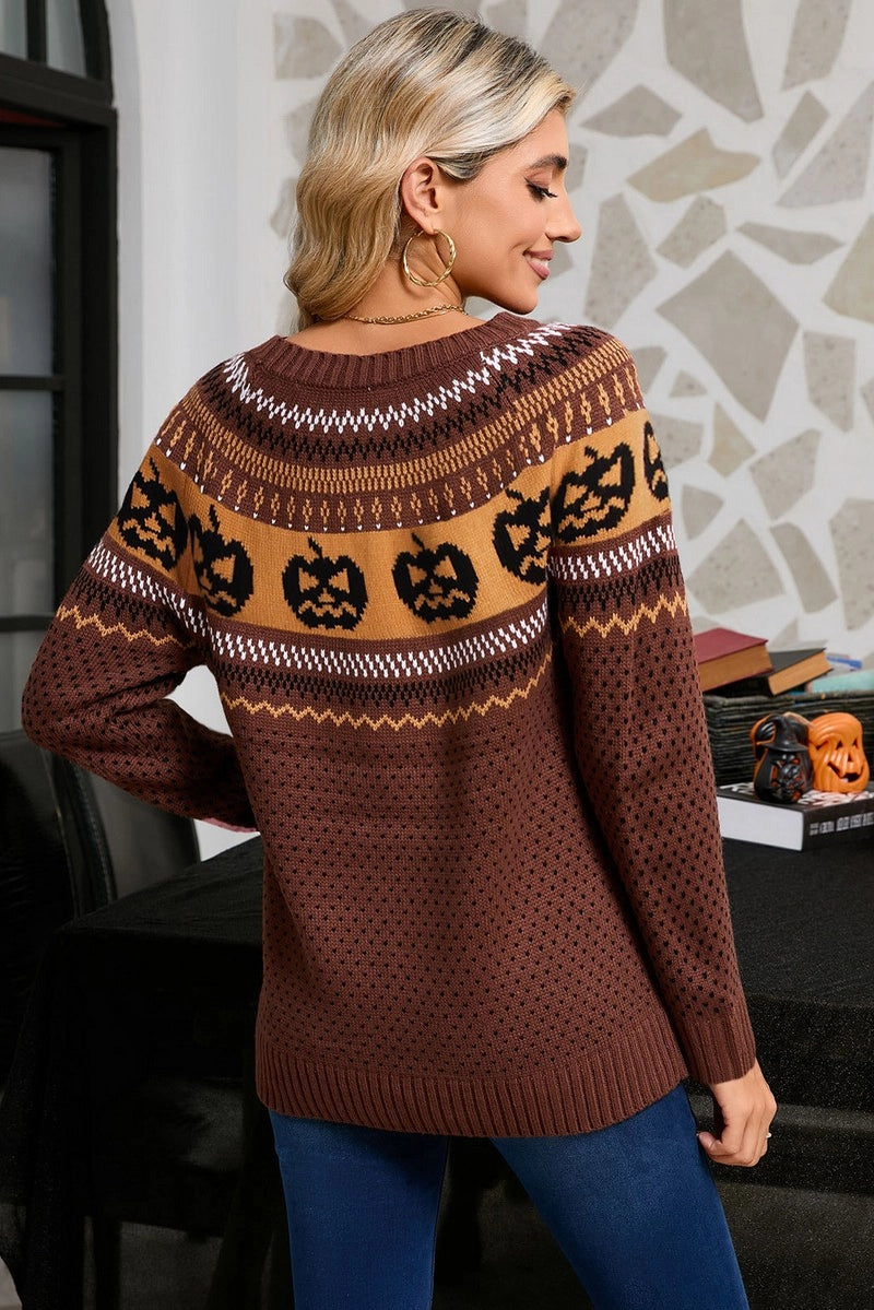 Pumpkin Polka Dot Halloween Knit Sweater