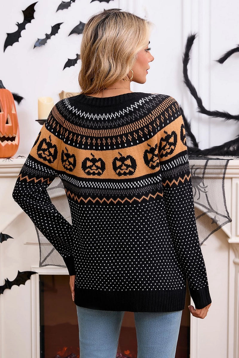 Pumpkin Polka Dot Halloween Knit Sweater