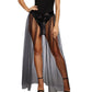 Sheer-Tie Front Skirt: Black