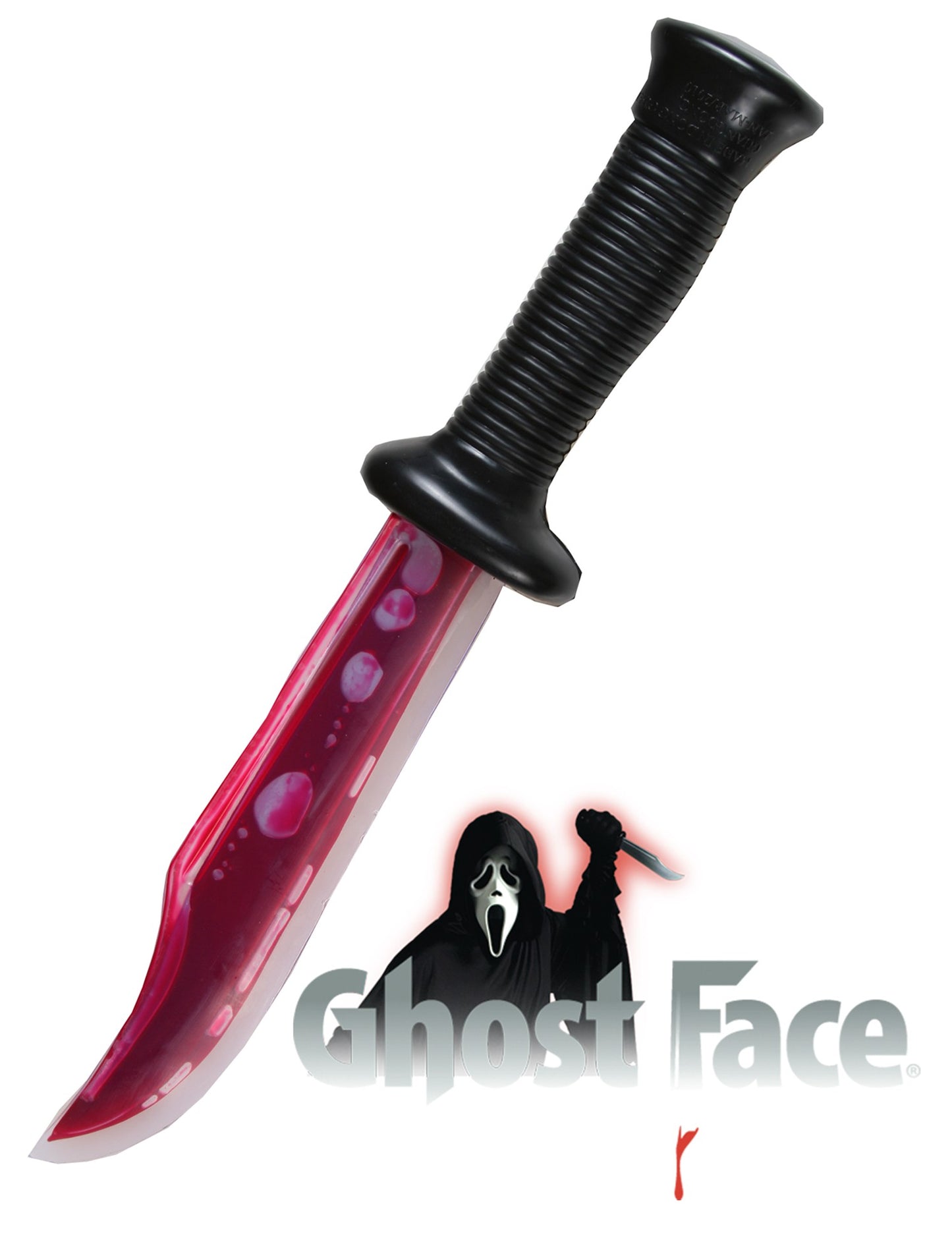 A bloody knife toy that Ghost Face from the Scream movie franchise uses.