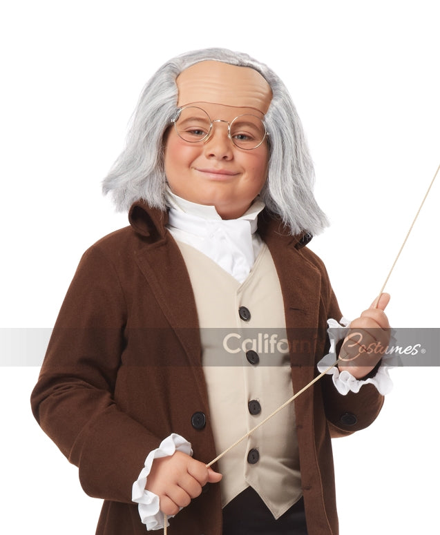 Kids Benjamin Franklin Wig with Bald Cap