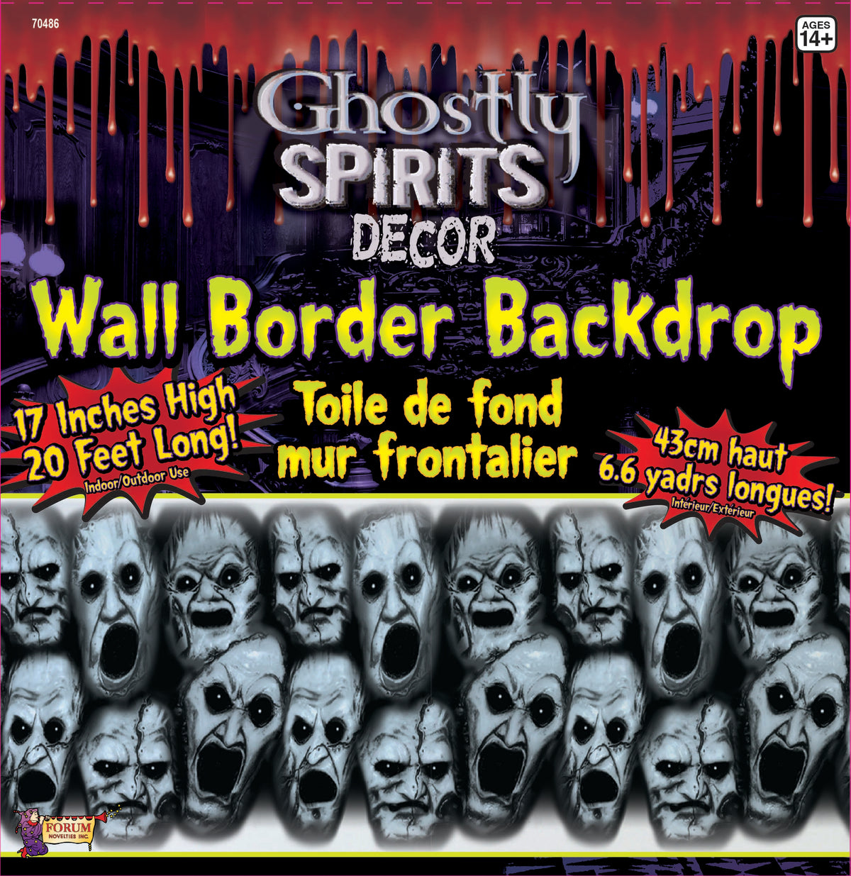 Halloween Wall Border Backdrop: Screaming Face (17"x20')