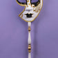 Venetian Half Mask w/ Stick: White/Gold