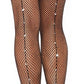 RhineStone Back Seam Fishnet Pantyhose - Black